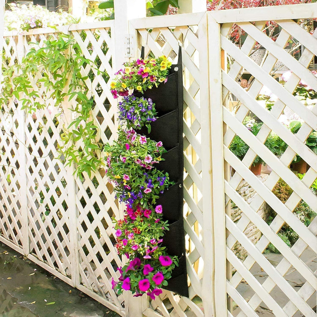 2 Black 7-Pocket Vertical Hanging Grow Bags