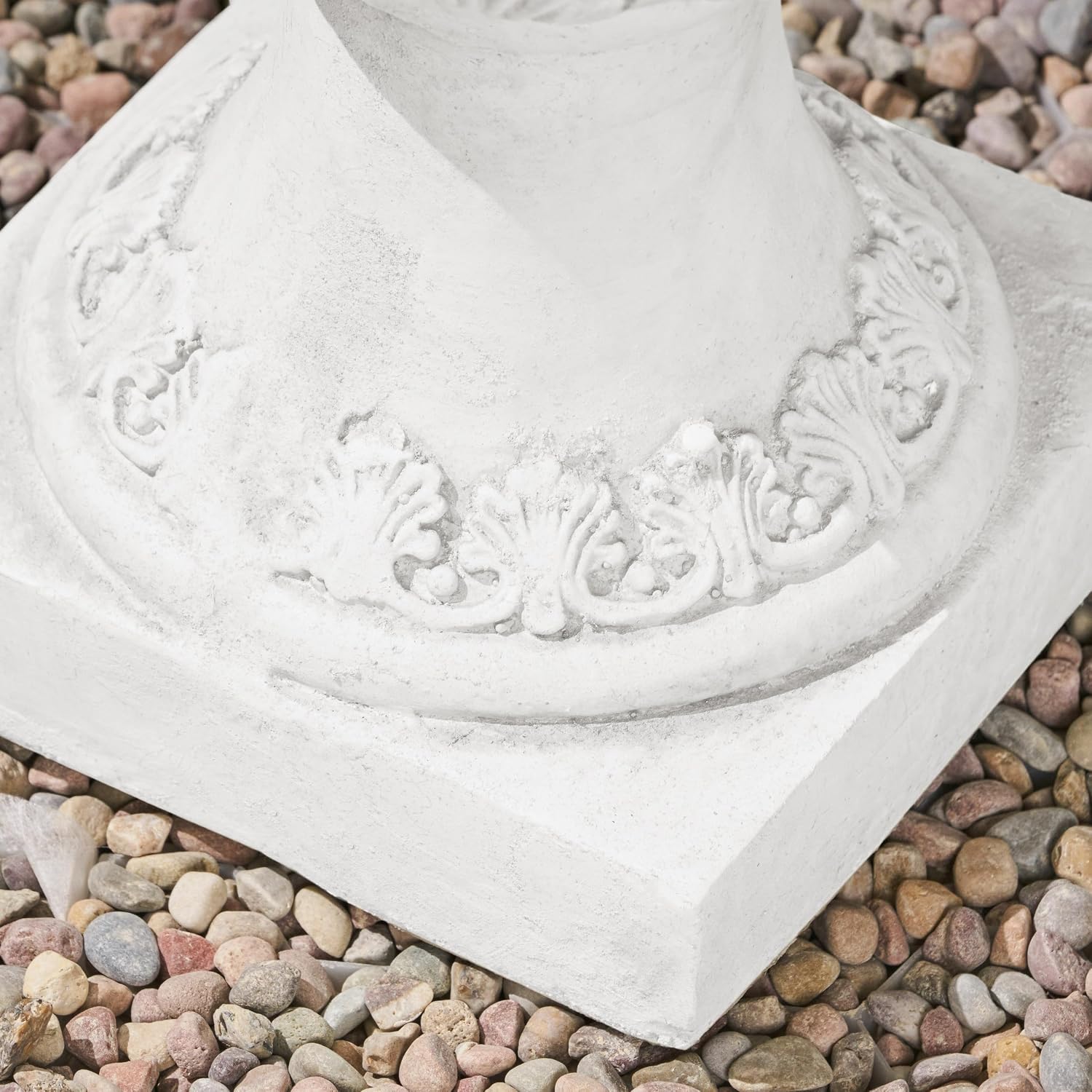 Antique White Floral Relief Concrete Urn Planter