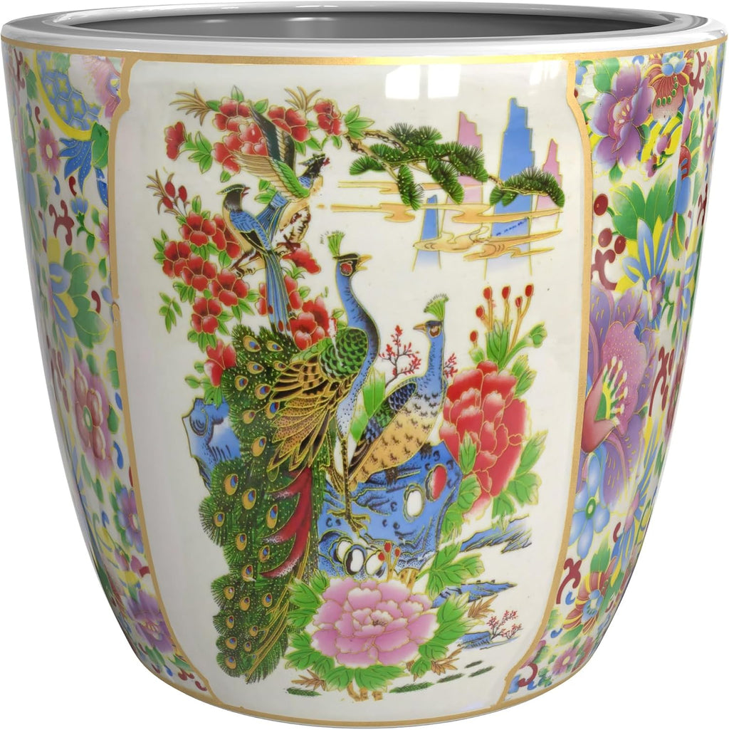 8" Satsuma Peacock Ceramic Planter