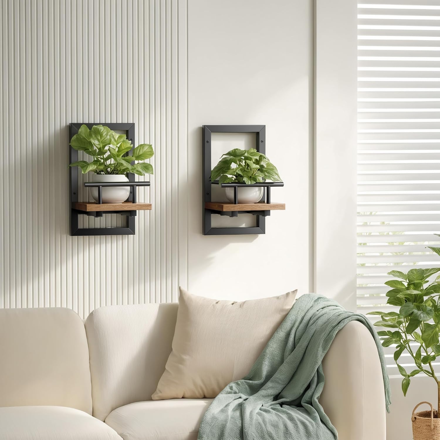 2 Floating Wall Plant Shelves Set