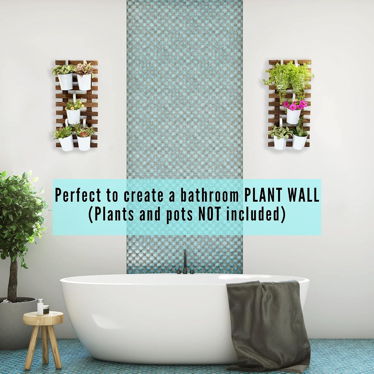 2 60cm Wooden Ladder Wall Planters