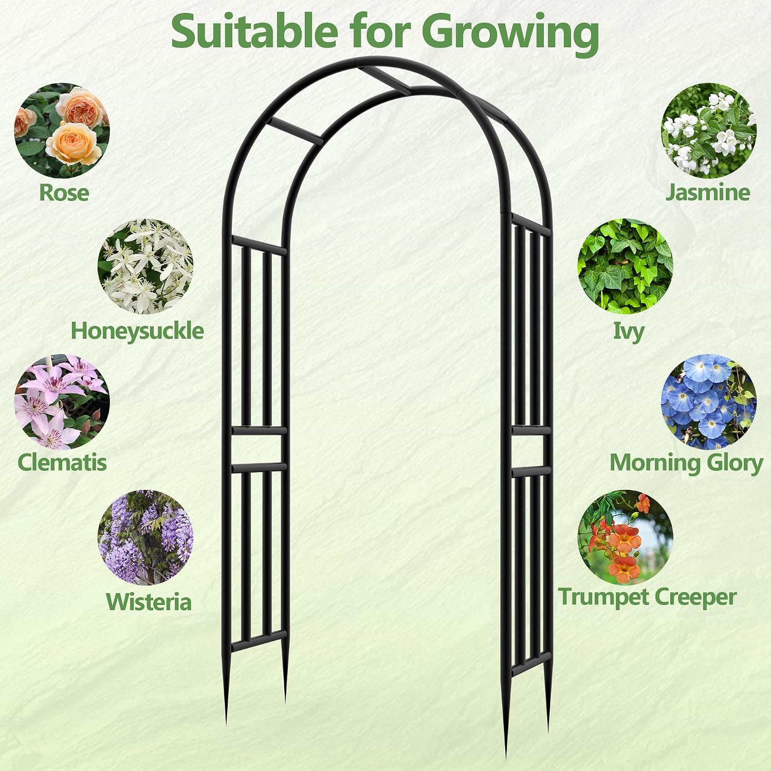 47x95in Rustproof Metal Garden Arch Trellis