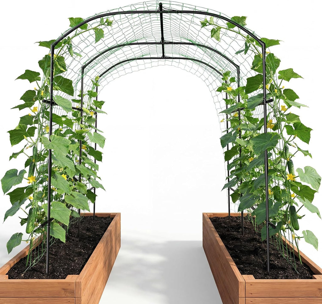 87"H×75"L Metal Garden Tunnel Arch Trellis for Climbing Plants