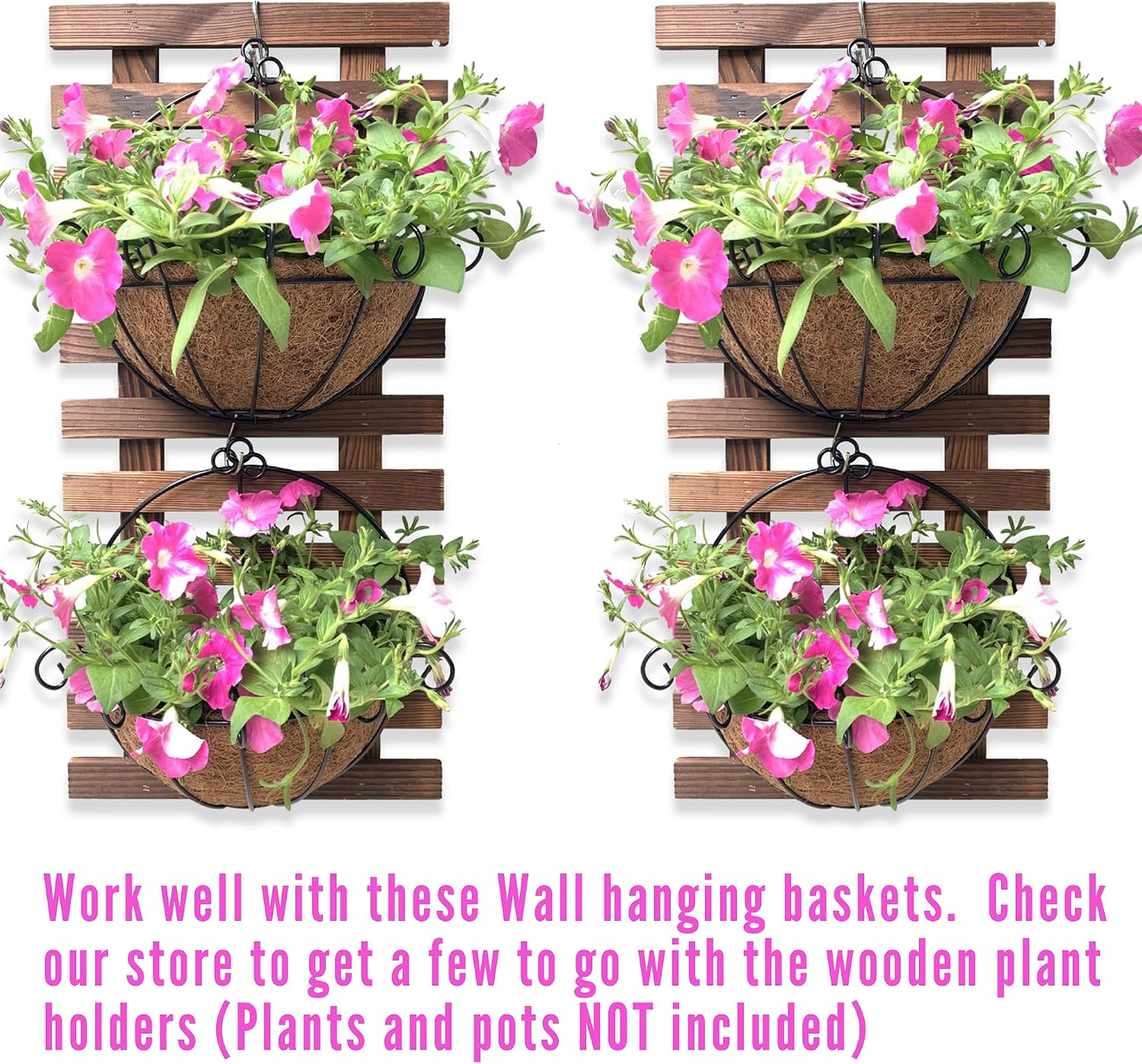 2 60cm Wooden Ladder Wall Planters