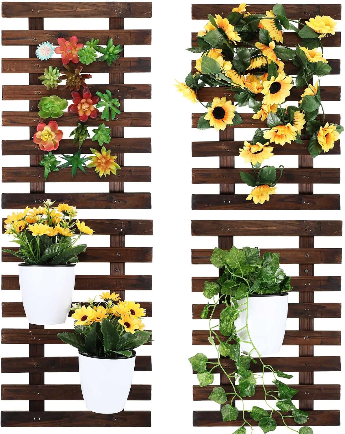4 Wooden Frame Wall Orchid Planters