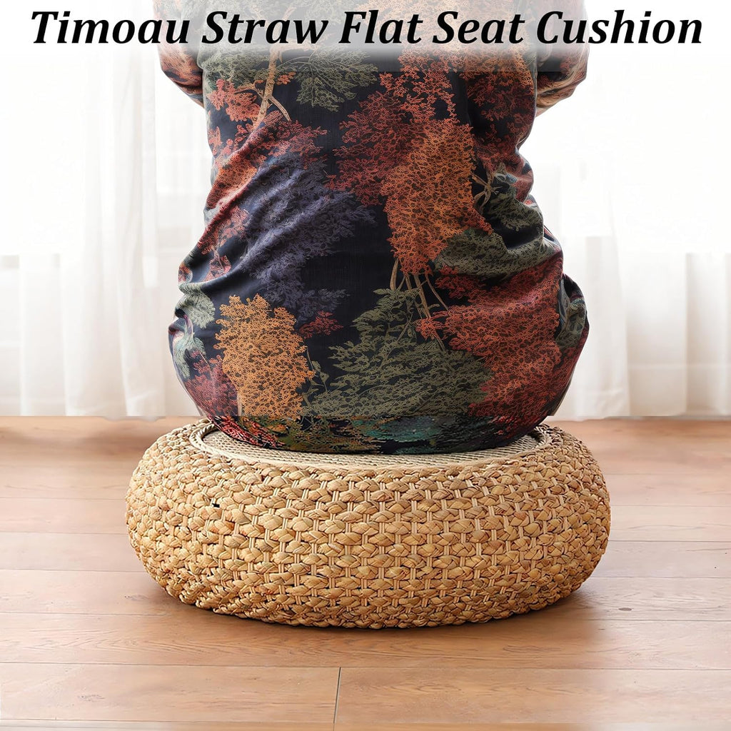 23.62in Natural Woven Round Floor Cushion