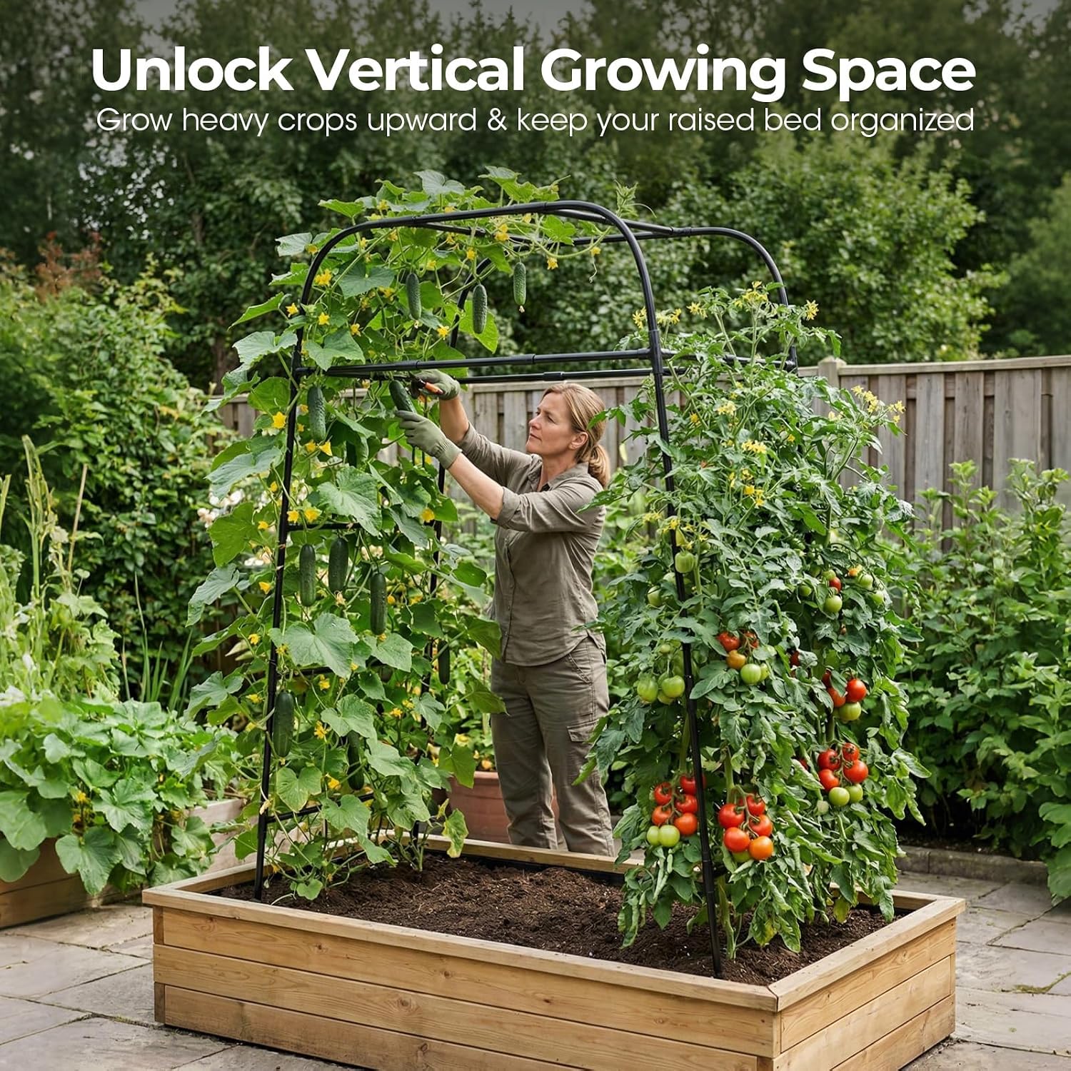 83in Rustproof Steel Garden Tunnel Trellis for Vegetables