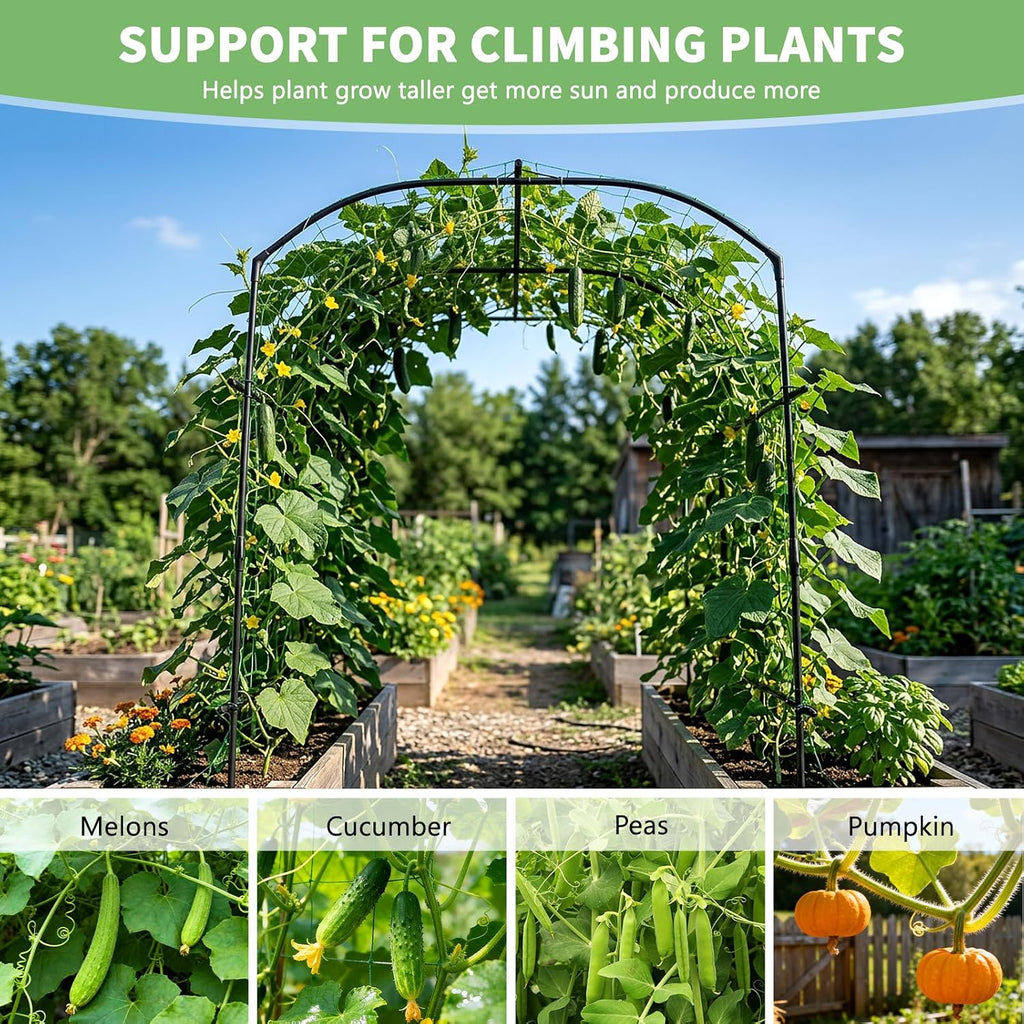 87"H×75"L Metal Garden Tunnel Arch Trellis for Climbing Plants