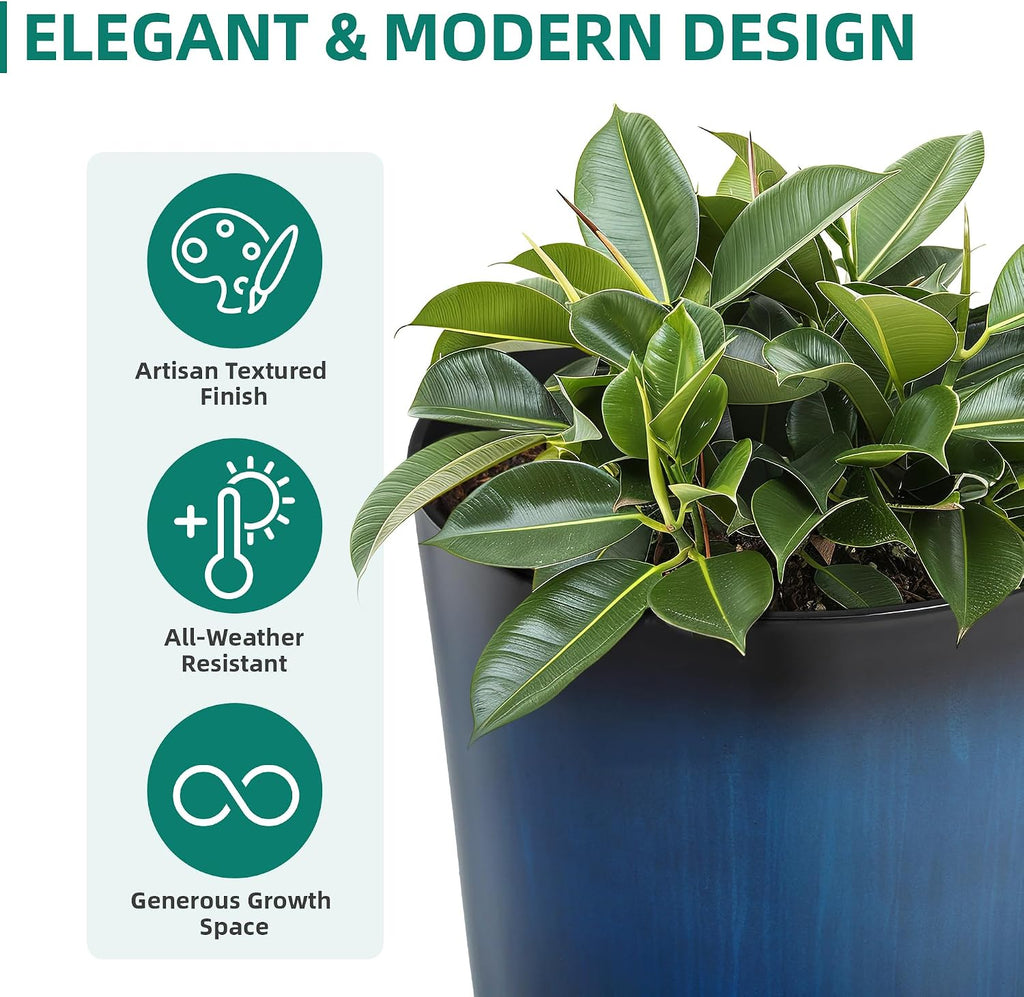 2Pcs 23.8in Cobalt Blue PP Planters