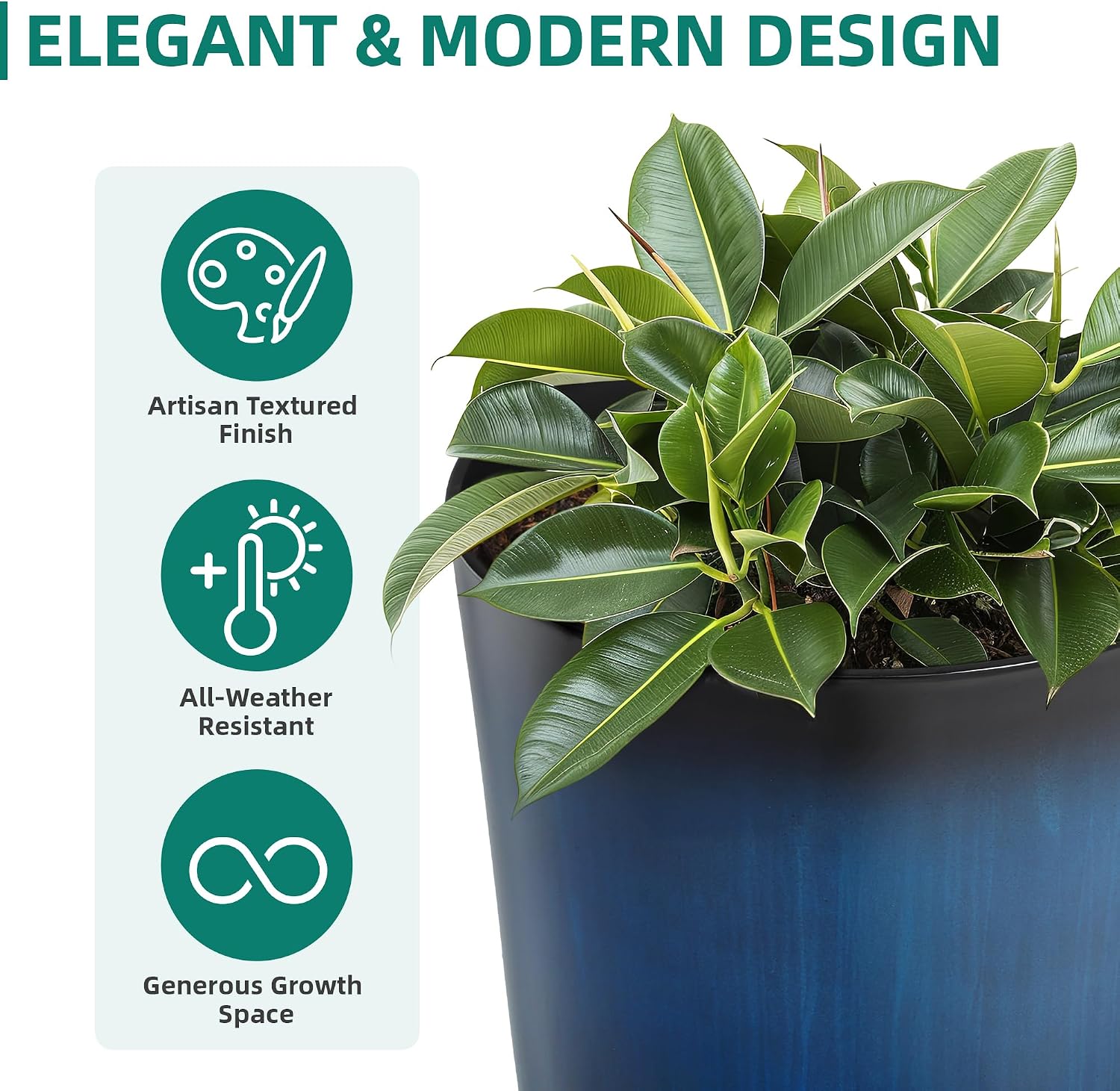 2Pcs 23.8in Cobalt Blue PP Planters