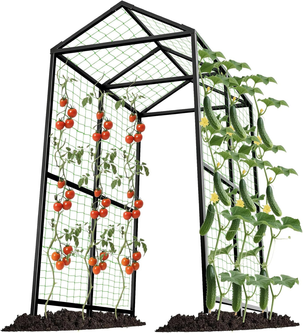 7.1FT Black Metal Garden Arch Trellis for Climbing Plants