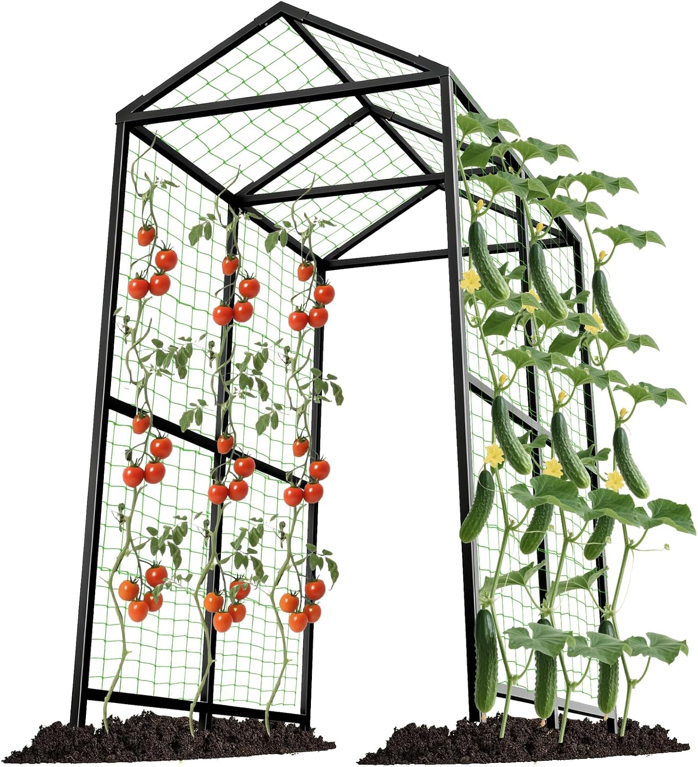 7.1FT Black Metal Garden Arch Trellis for Climbing Plants