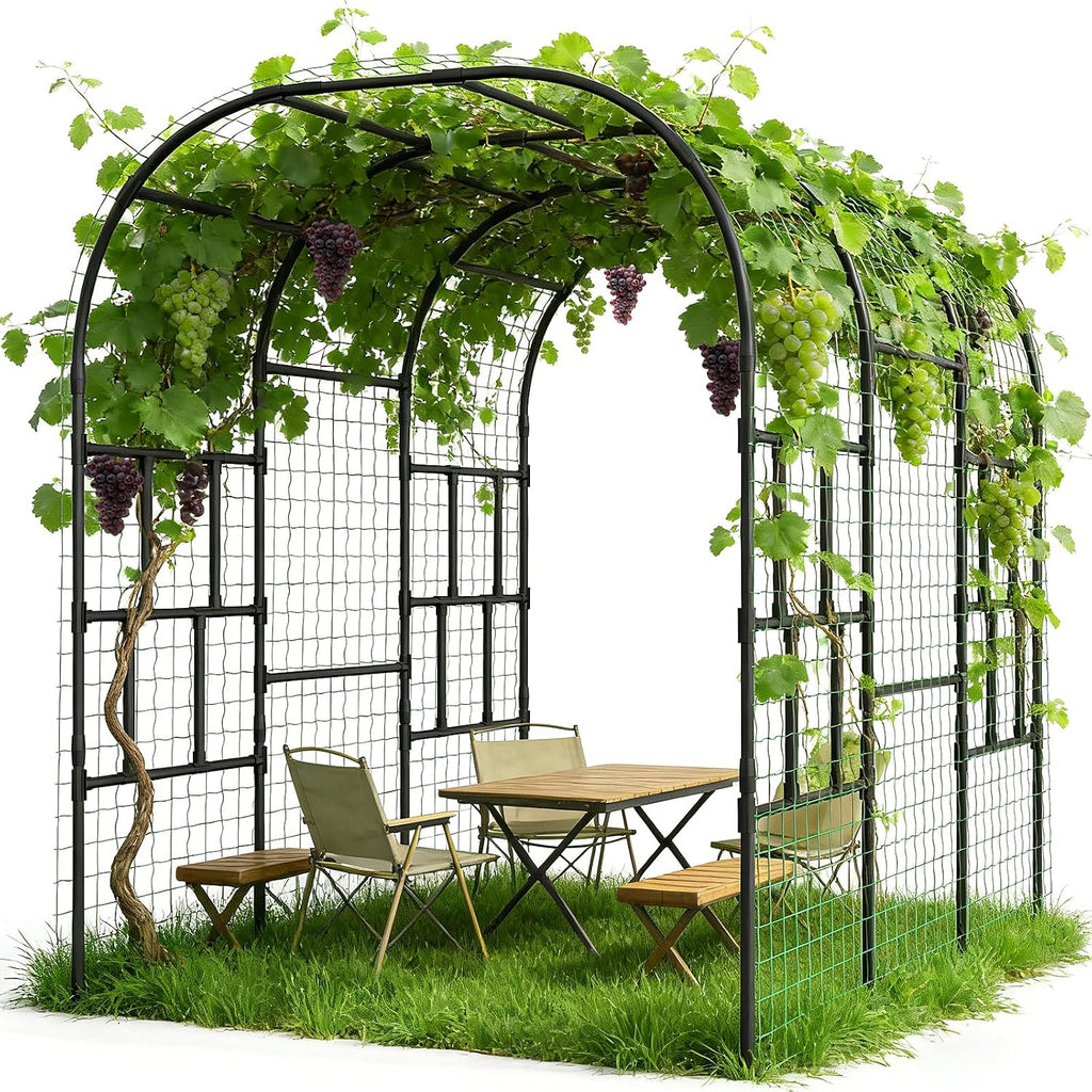 87in Plastic Coated Metal Garden Arch Trellis