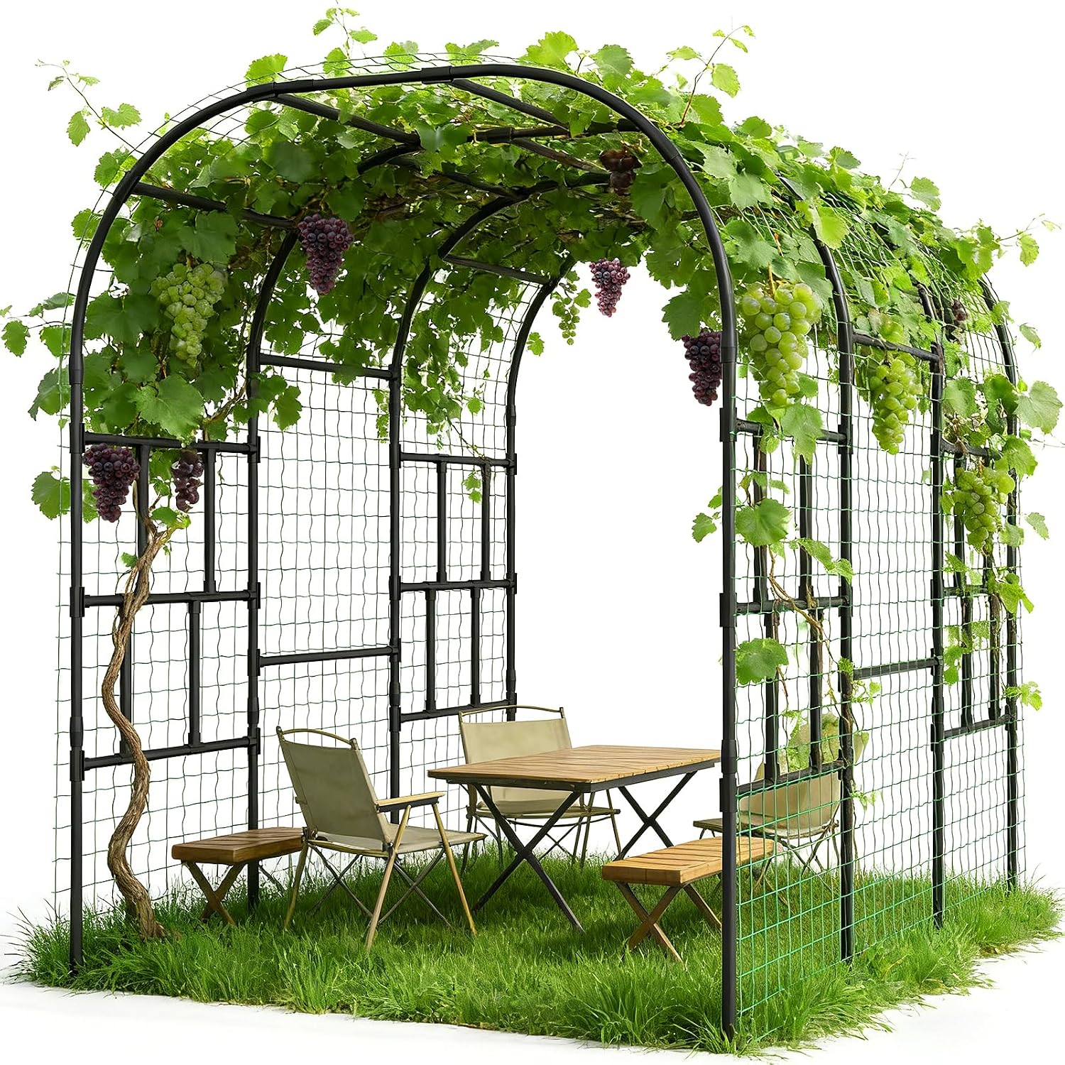 87in Plastic Coated Metal Garden Arch Trellis