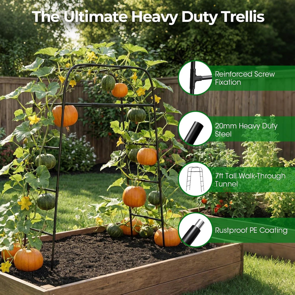 83in Rustproof Steel Garden Tunnel Trellis for Vegetables