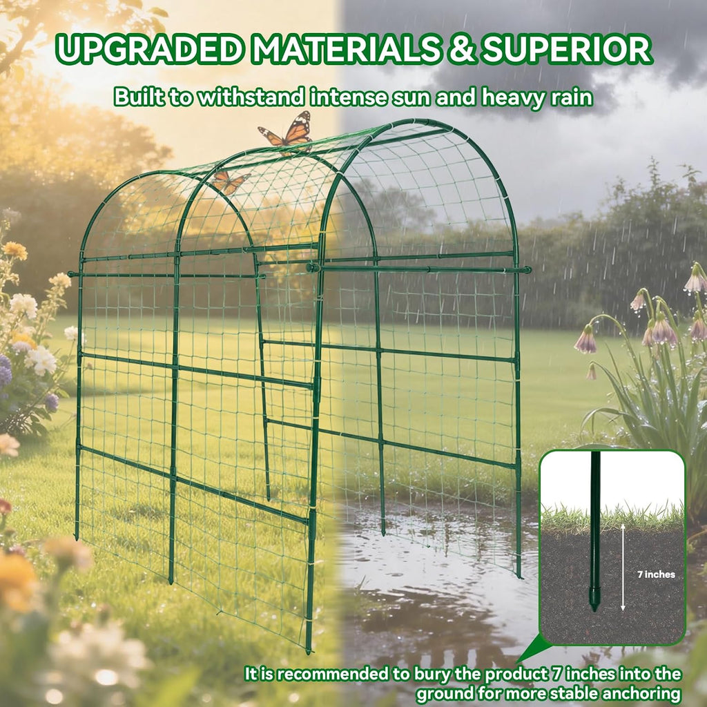 83"H×71"W×43"L Green Rustproof Garden Tunnel Trellis for Vines