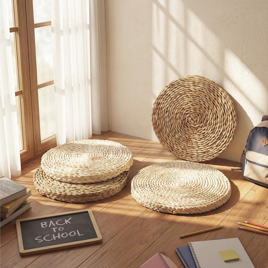 4 Boho Cattail Grass Kids Floor Cushions