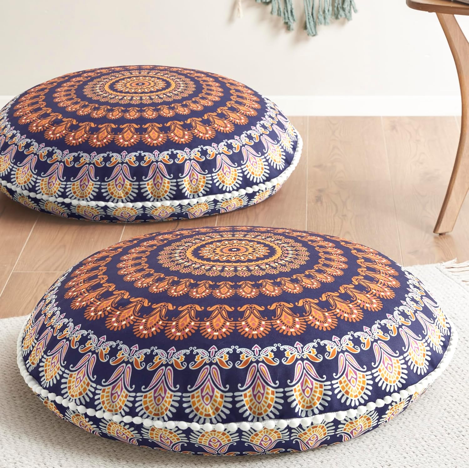 2 Yellow Mandala Memory Foam Cushions