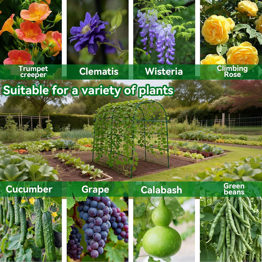 83"H×71"W×43"L Green Rustproof Garden Tunnel Trellis for Vines