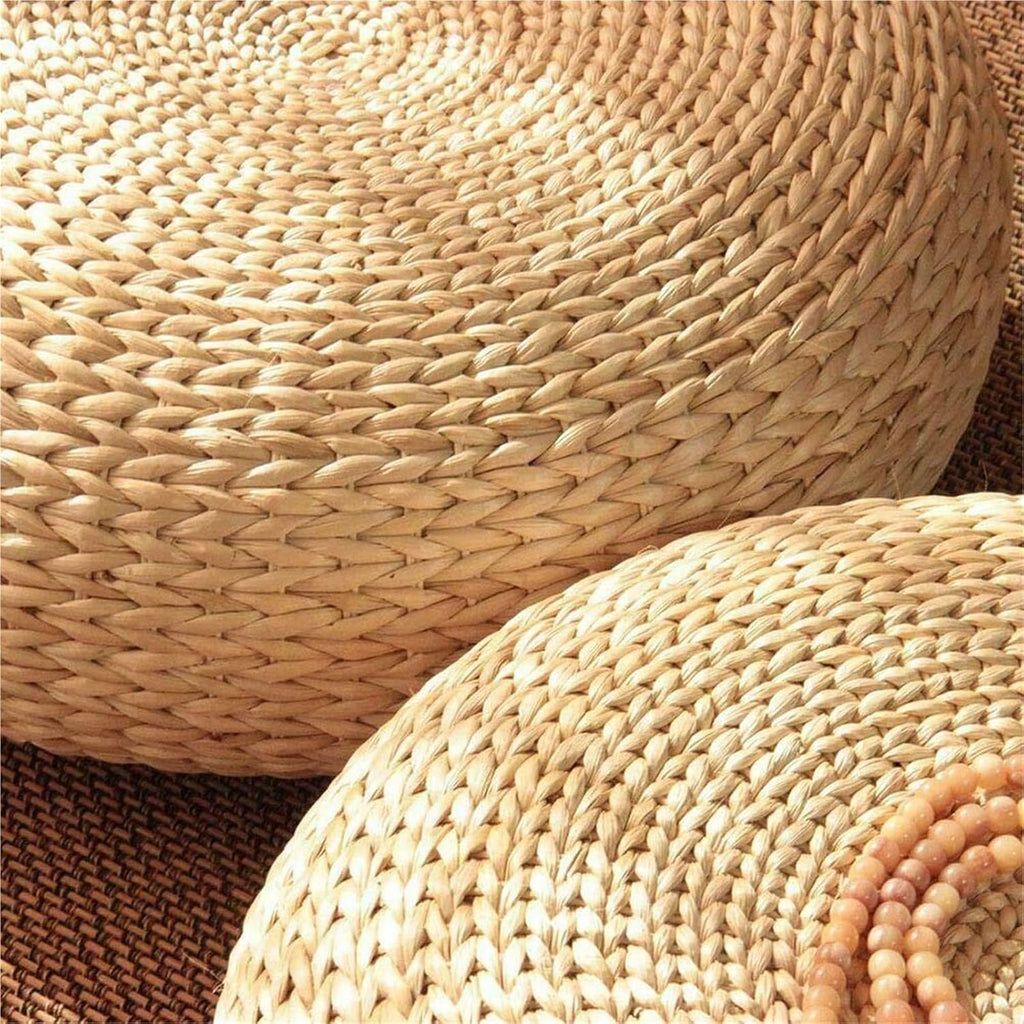 Natural Woven Straw Round Cushion