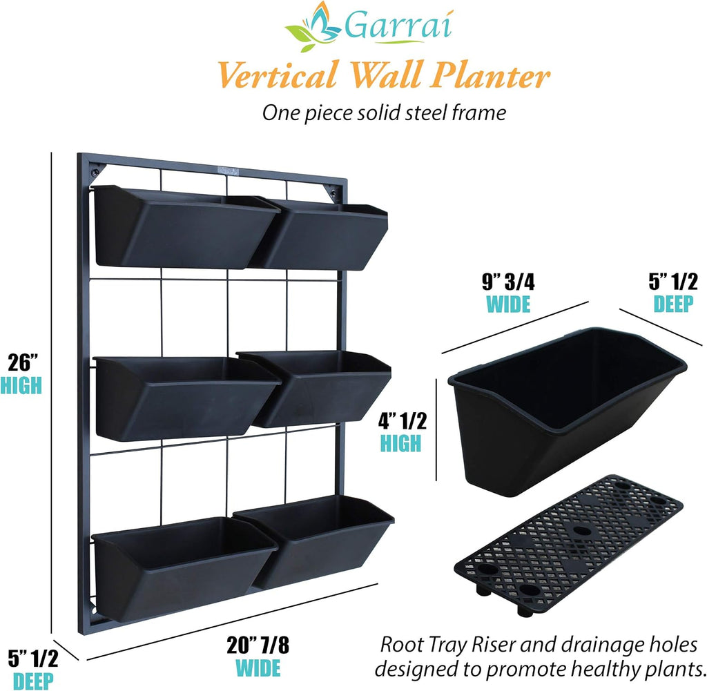 Metal Frame 6 Pots Wall Garden Planter