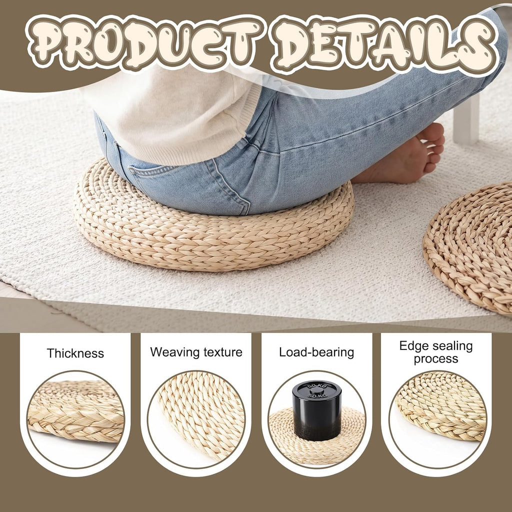 4 Boho Cattail Grass Kids Floor Cushions