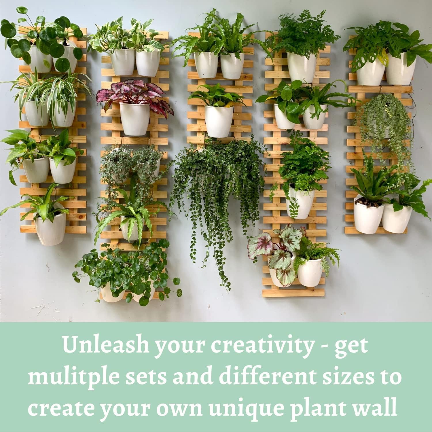 2 60cm Wooden Ladder Wall Planters