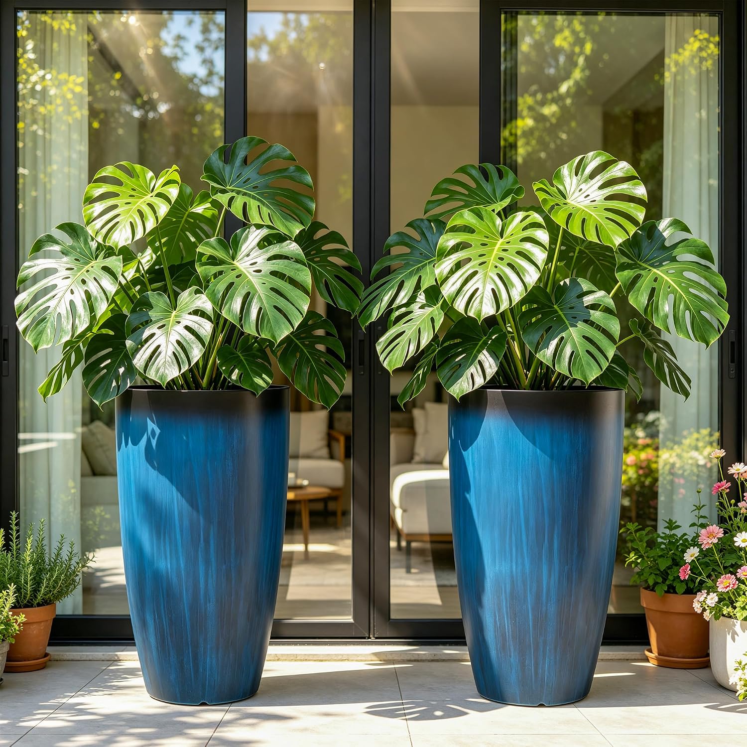 2Pcs 23.8in Cobalt Blue PP Planters