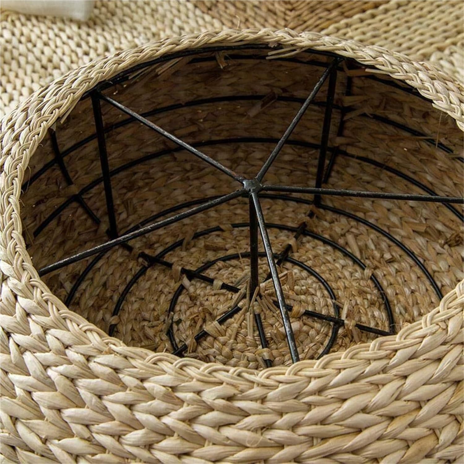 Natural Woven Straw Round Cushion