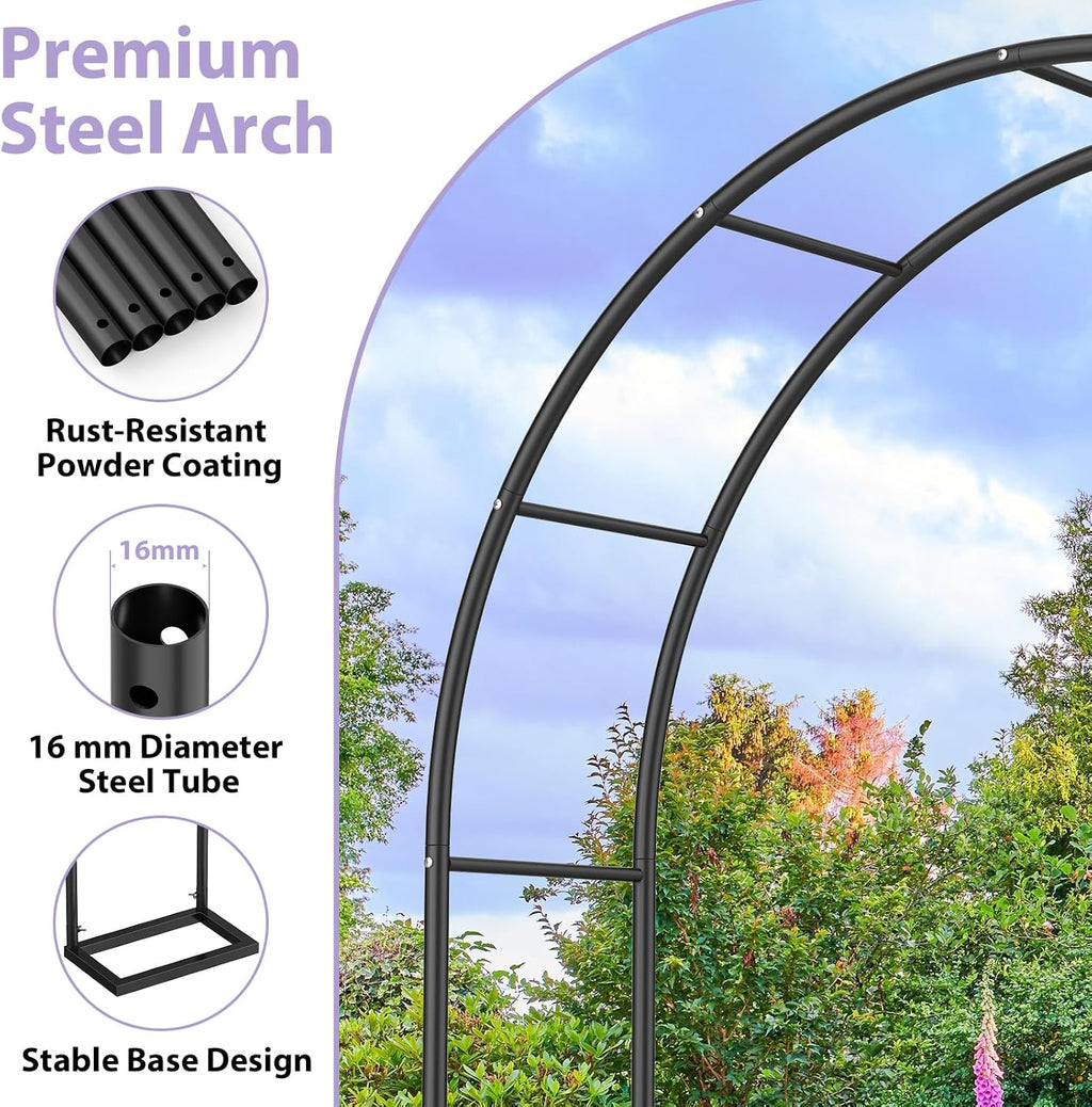 Multi Size Black Metal Garden Arch Trellis with Base for Wedding Plants