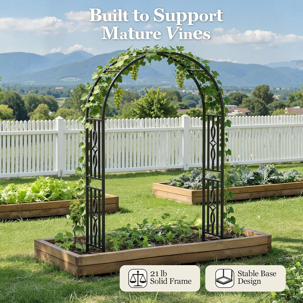 55"W×87"H Heavy Duty Stable Base Metal Garden Arch Trellis