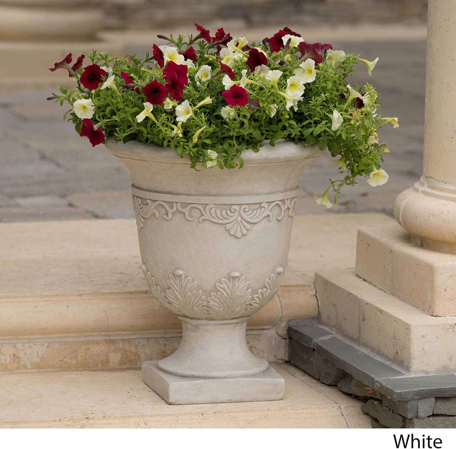 20" White Moroccan Urn Planter