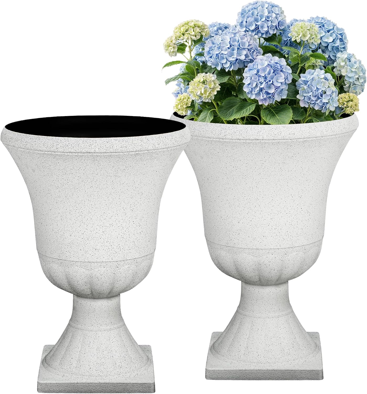 2 Pack 22in White Terrazzo Tall Urn Planters