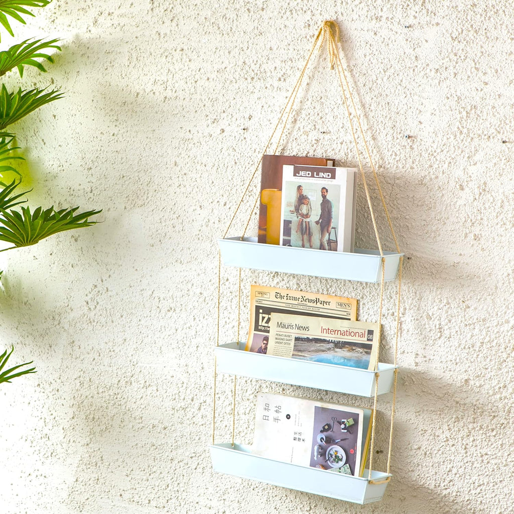 16in White 3-Tier Metal Wall Hanging Planter