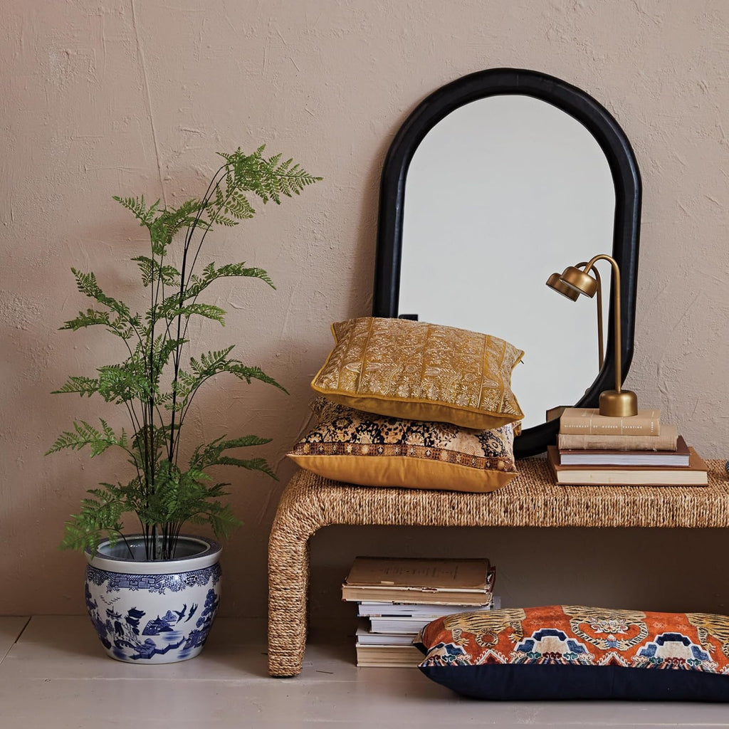 Hand-Painted Blue White Stoneware Planter