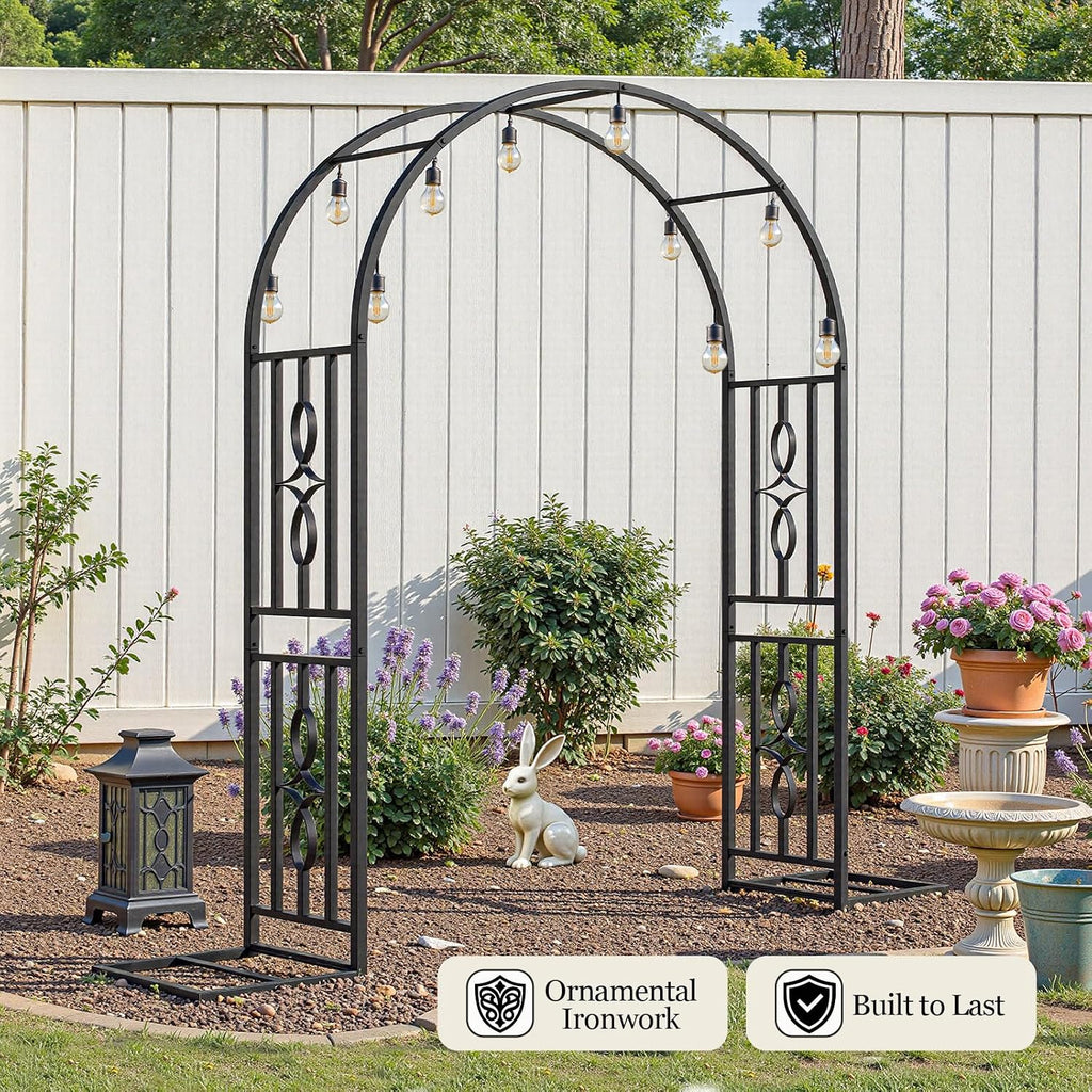 55"W×87"H Heavy Duty Stable Base Metal Garden Arch Trellis