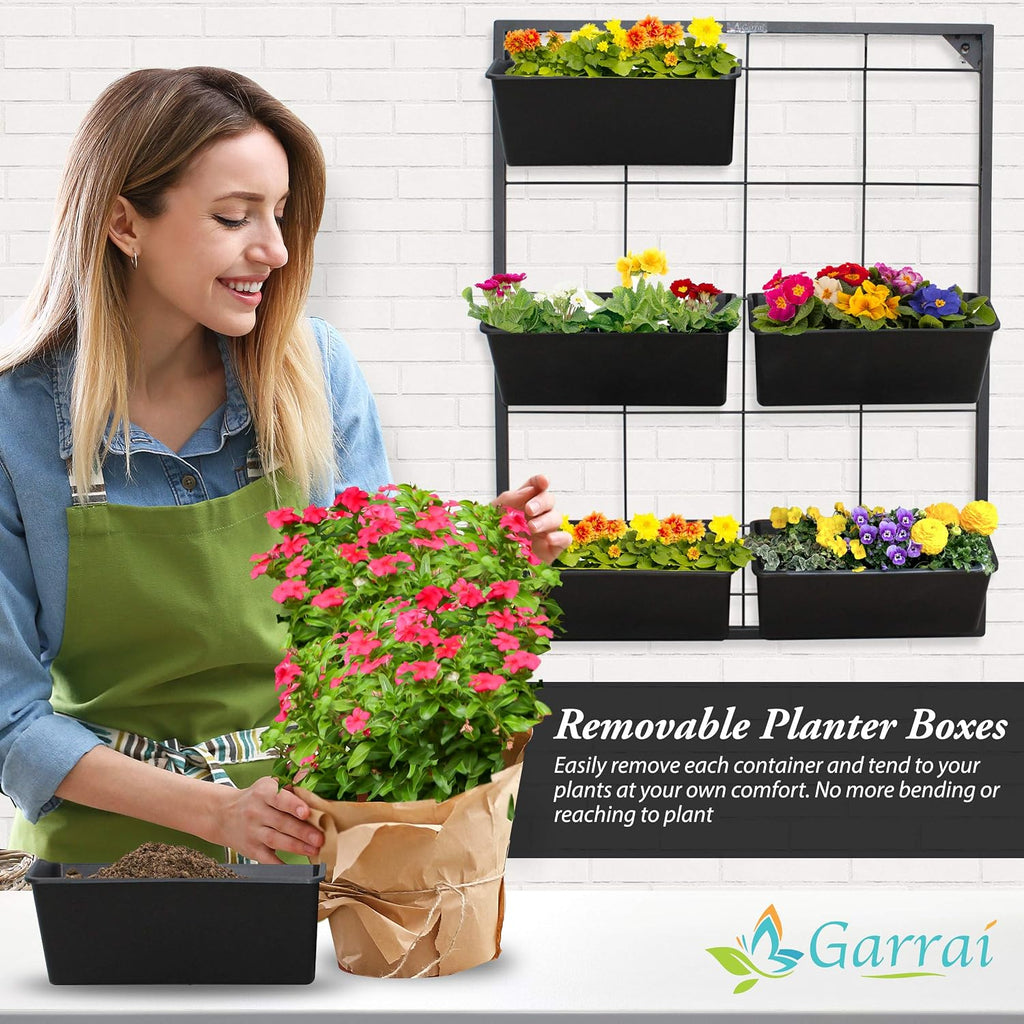 Metal Frame 6 Pots Wall Garden Planter