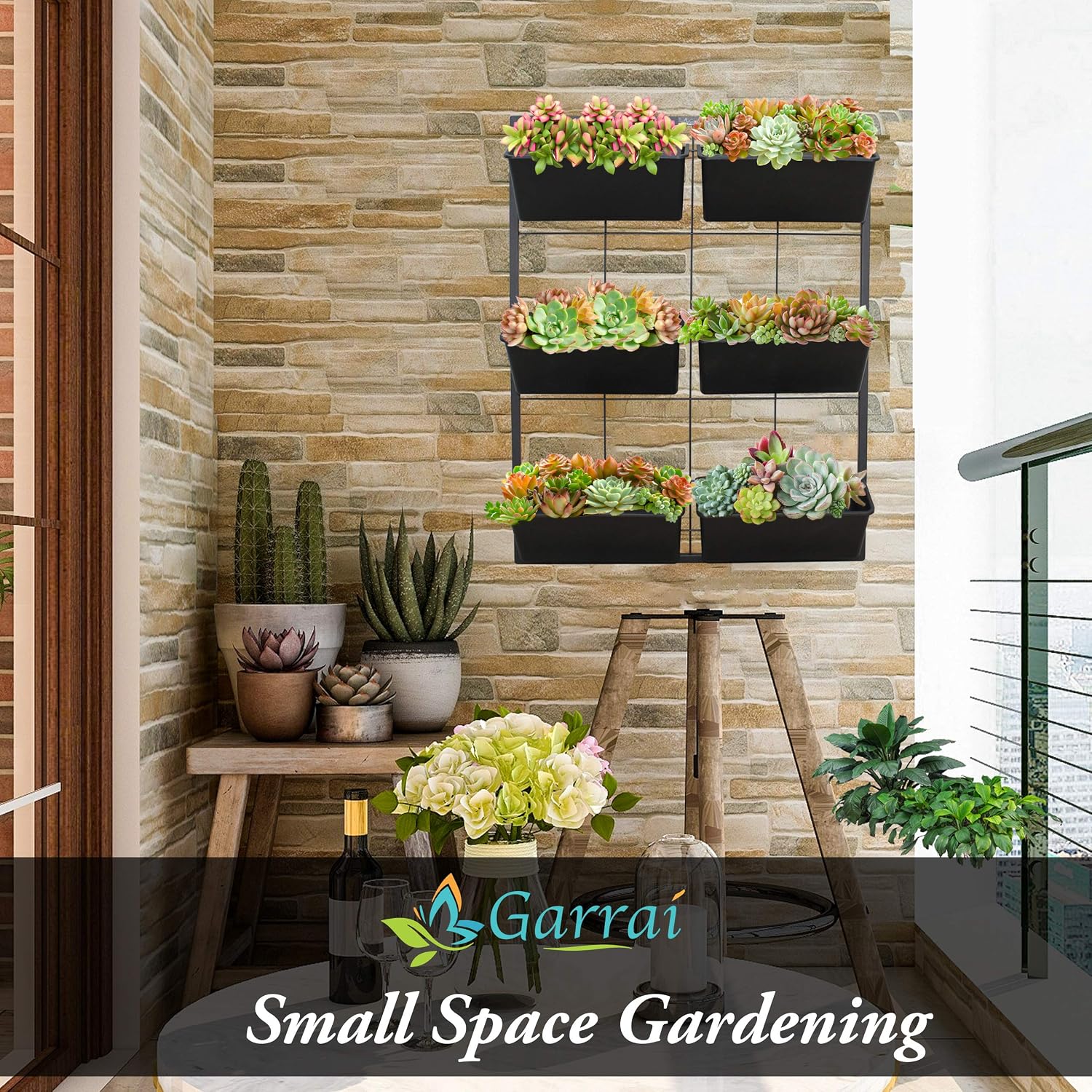 Metal Frame 6 Pots Wall Garden Planter
