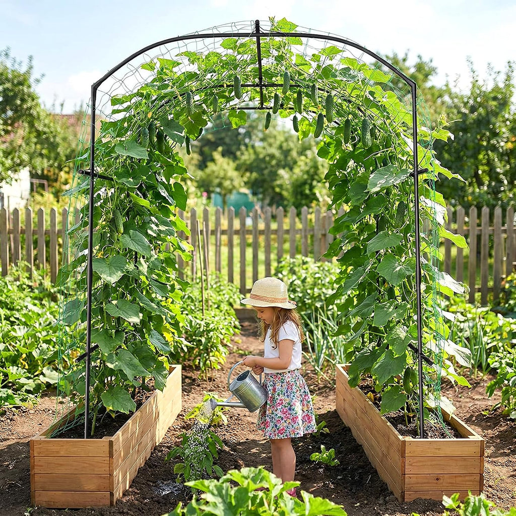87"H×75"L Metal Garden Tunnel Arch Trellis for Climbing Plants