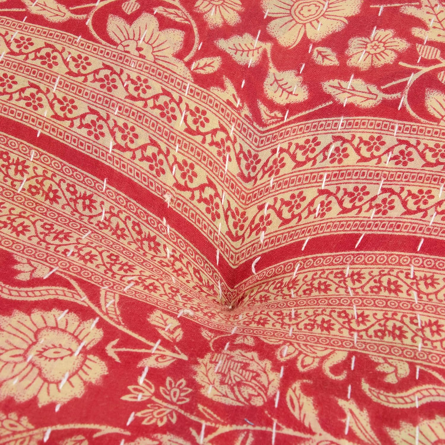 Colorful Kantha Round Floor Pillow