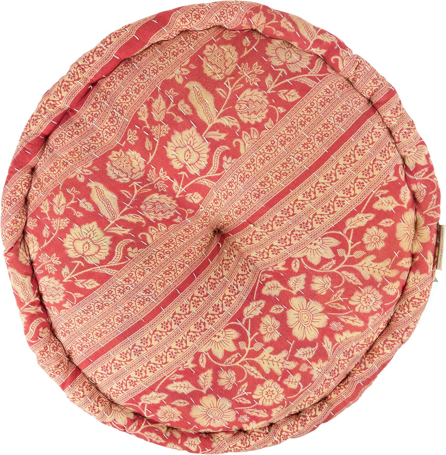 Colorful Kantha Round Floor Pillow