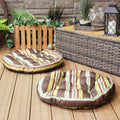 2 Brown Stripes Round Tufted Cushions